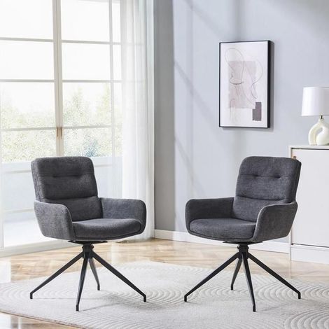 Chaise pivotante - KOMHTOM - Pivotante Luxe - Rotation 360° silencieuse - Pieds dorés métal - Lot de 2, facile à nettoyer (1/5)