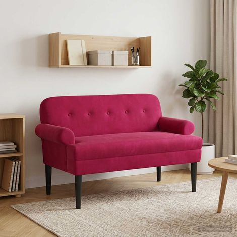 vidaXL Loveseat con bottoni imbottiti Rosso Vino 120 x 66 x 78 cm (1/5)