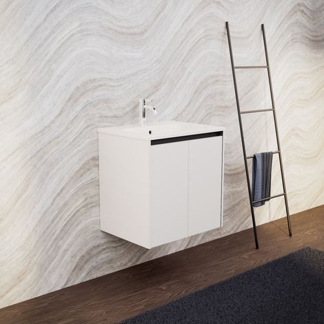 Inda - Meuble de salle de bain L.60 avec vasque blanc (1/5)