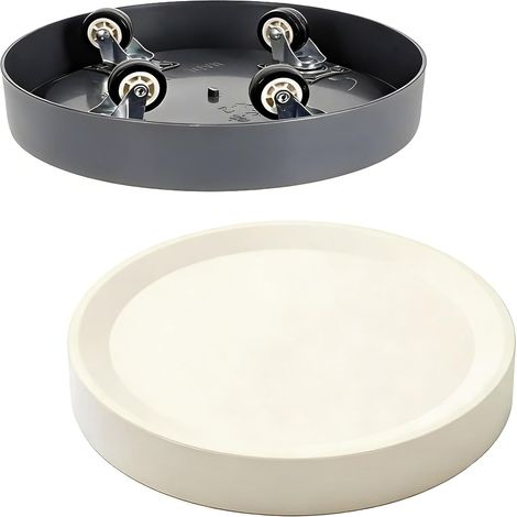 Lot de 2 Supports sur roulettes pour Plantes, Chariot Rond à Roues Cachées, Plateau Mobile pour Pot de Fleur Intérieur,Diamètre intérieur 18,5 cm, Capacité 50 kg, Gris + Gris Clair (1/5)