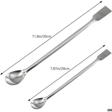 Spatule - Acier Inoxydable - Laboratoire - Double Fonction Cuillère et Pelle - 20 cm et 30 cm - Lot de 2 (1/5)