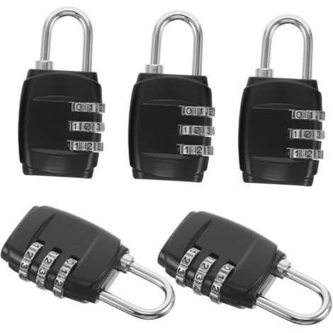 5-teiliges Zahlenschloss-Set, schlüsselloses Schloss für Koffer, Truhe, Spind im Fitnessstudio, Werkzeugkasten, robuster Schutz und elegantes Design, Schwarz