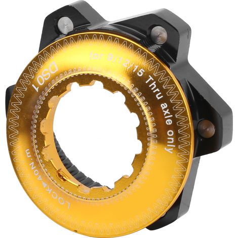 Adaptateur Center Lock 6 boulons pour conversion de disque de frein central de vélo VTT (Noir et Or)