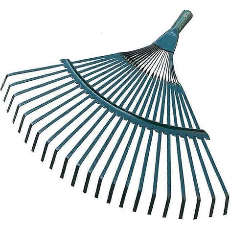 Balai à tête de râteau en acier, inodore, portable, pour pelouse, cour et arbres à feuilles caduques. Outil de jardinage et d'agriculture non toxique, 22 dents, durable. (1/5)