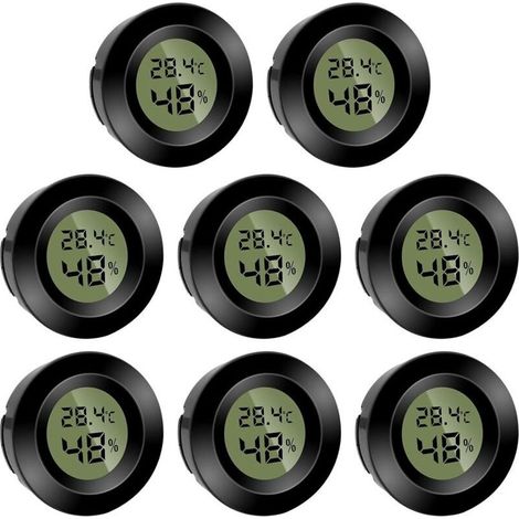 Lot de 8 mini hygromètres numériques ronds - Hygromètre - Température (℉) ou Celsius (℃) - Pour l'intérieur, le bureau, le salon - Piles incluses (1/5)