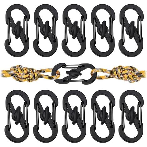 10 Pièces Mousquetons INOX Antivol, Mousqueton Métal Mini S Forme, Clips avec Boucle en Métal à Double Ressort, pour Activités de Plein Air