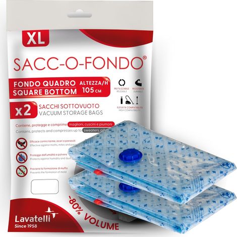 Sac de Rangement Sous Vide XL - Lot de 2 Sacs avec Aspirateur, Compression Voyage ou Dressing, Rangement Sous Lit, 80x35x105 cm (1/5)