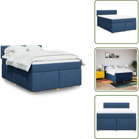 Boxspringbett mit Matratze Blau 160x200 cm Stoff - Boxspringbett - Boxspringbetten - Bett - Schlafzimmermöbel (1/5)