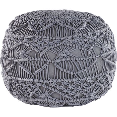 Puf de algodón gris de punto reposapiés trenzado redondo de crochet grueso Kayseri