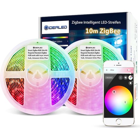 Kit bande LED RVB ZigBee 10m intelligent intensité variable fonctionne avec Hub Bridge, Tuya Gateway, ZigBee Hub requis Echo Plus pour APP/Alexa Voice Control LightStrips Éclairage d'ambiance (1/5)