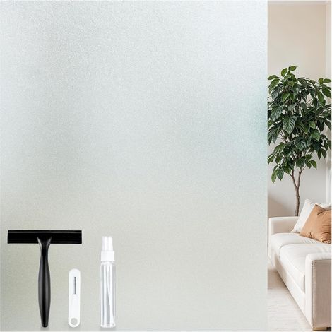 Anti-Glare Window Film with Installation Kit, Electrostatic Opaque Anti-UV Window Film, Reusable, Frosted Window for Bathroom, Kitchen, Bedroom, 44.5 x 200 cm, Frosted White (1/5)