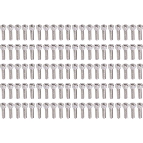 Lot de 100 vis à tête cylindrique hexagonale M4x0,7mm en acier galvanisé, kit de fixation industrielle (1/5)