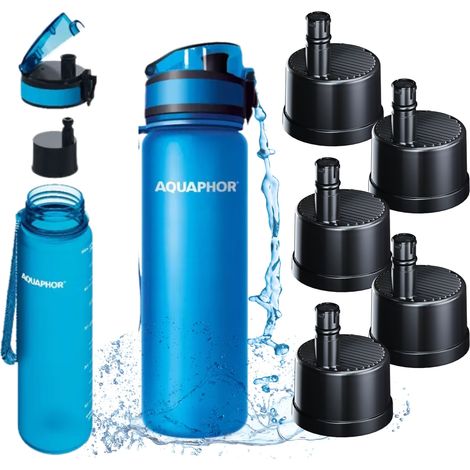 Botella de agua filtrante Aquaphor City Blue de 0,5 L para la escuela. (1/5)
