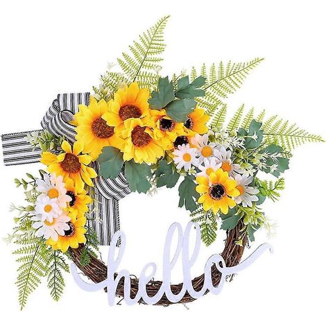 Couronne de tournesols artificiels avec couronnes de fleurs printanières de tournesols