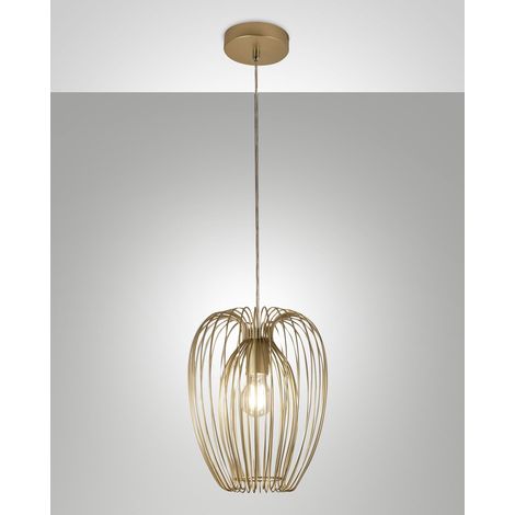 Lampada Sospensione Oro Opaco Fabas Collezione CAMP Design Moderno 1 Luce