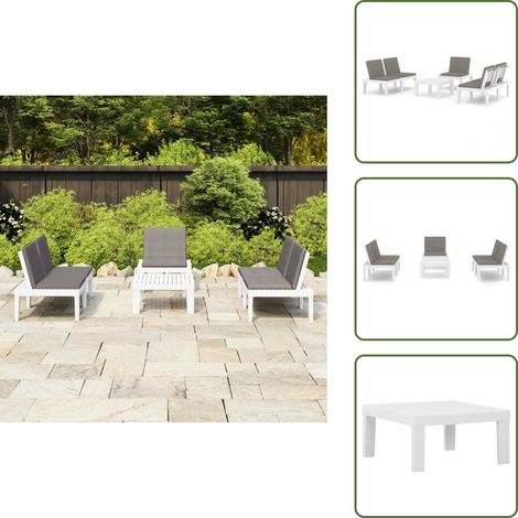 Tavolo da giardino - vidaXL Set Divani da Giardino con Cuscini 4 pz in Plastica Bianco - Panca da giardino