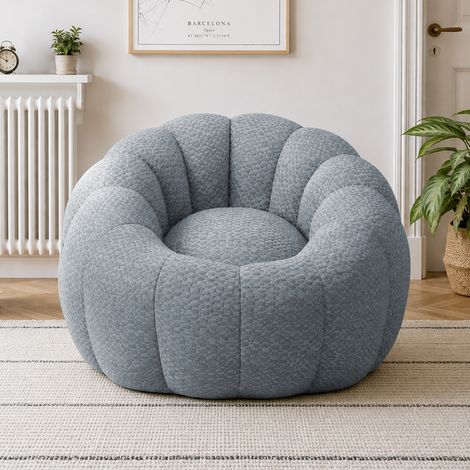 Pouf ergonomico a forma di fiore, seduta morbida per soggiorno o camera, poliestere - grigio (1/5)