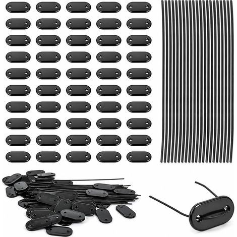 Packung mit 50 schwarzen PVC-Sichtschutz-Befestigungsclips mit 50 Befestigungselementen (15 cm), Befestigungsclips für PVC-Schilfzäune, Gartensichtschutzwände und starre Zäune (1/5)