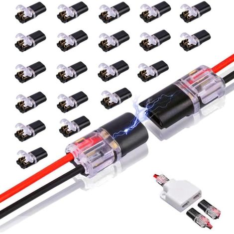 20 conectores enchufables de dos cables, 2 pines y 2 vías para LED con mecanismo de bloqueo (1/5)