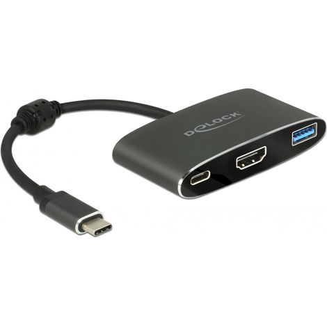 Delock Adaptador USB Type-Câ¢ macho  HDMI hembra (modo DP Alt) 4K 30 Hz + USB Tipo-A + USB Type-Câ¢ PD