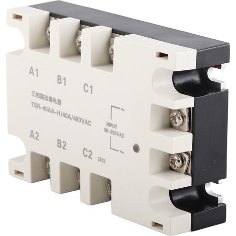 Three-phase 40A SSR solid-state relay, 90-250V AC input, 24-480V AC load, TSR-40AA H (1/5)