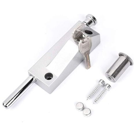 Verrou de porte multifonction - Pour porte de garage - Verrou de porte universel - Avec 2 clés - Pour usage intérieur et extérieur - Argent mat