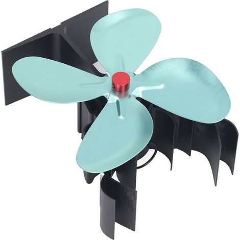 Kaminventilator im Weihnachtsstil, 4 Flügel, Einzelmotor, Metall, thermodynamischer Heizkörperventilator (1/5)