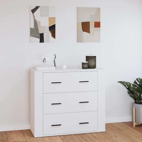 Buffet - Armoire de rangement Enfilade Blanc 80x33x70 cm Bois d'ingénierie BV832382 - BonneVie (1/5)