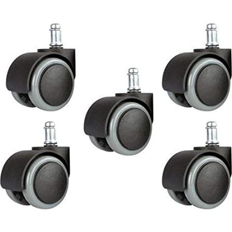 5er-Pack 2 Zoll 11 mm Universal-Ersatzrollen für Bürostühle, Standardgröße – Schwarz/Grau