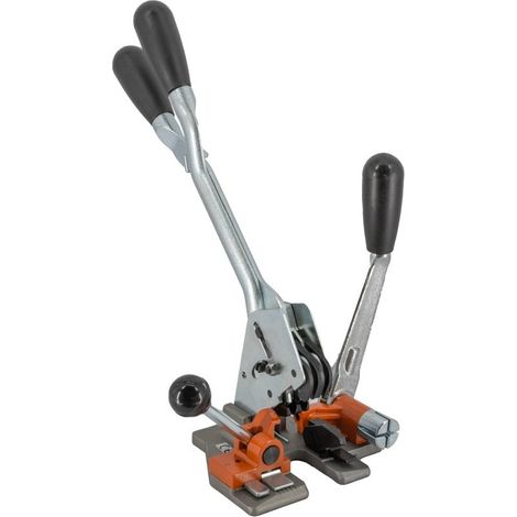IMBALLAGGI 2000 - Tendireggia Manuale in Acciaio 17x15x40H, Reggiatrice Compatibile con Reggia in Polipropilene da 12 a 15 mm, Attrezzi da Lavoro per Reggiatura, Macchina per Imballaggio Facile Sicura