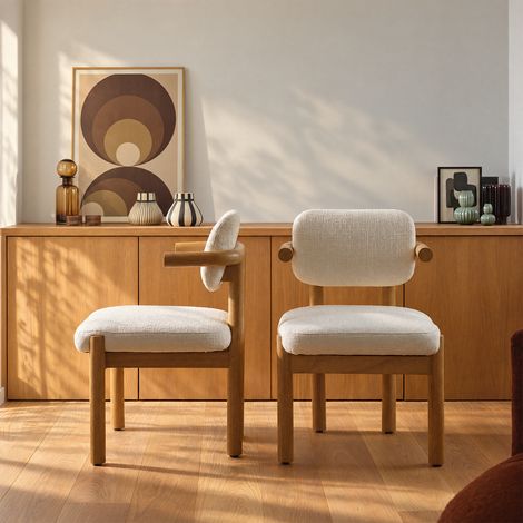 Lot de 2 chaises en mindi massif et tissu texturé (1/5)