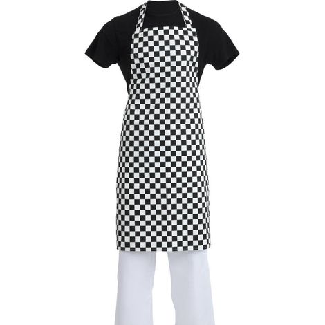 Tablier Bavette Carreaux Noirs et Blancs - Whites Chefs Clothing
