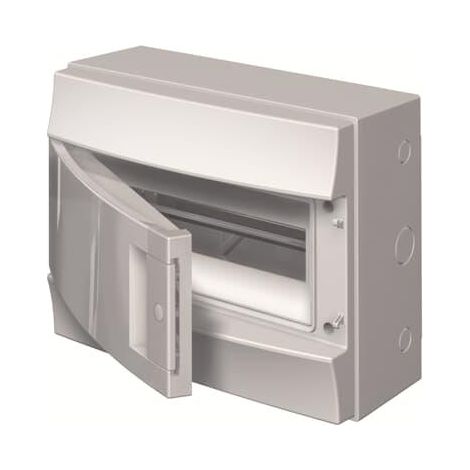Mistral65H- Coffret Etanche-1 Rangée -12 modules -Porte Opaque-RAL7035-GWT 750°c 1SLM006500A2112 ABB H65P12X110750