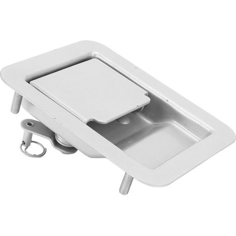 Loquet de poignée de boîte à outils pour camping-car, 140 x 108 mm, avec verrouillage intégré pour porte de remorque ou camionnette (argenté). (1/5)