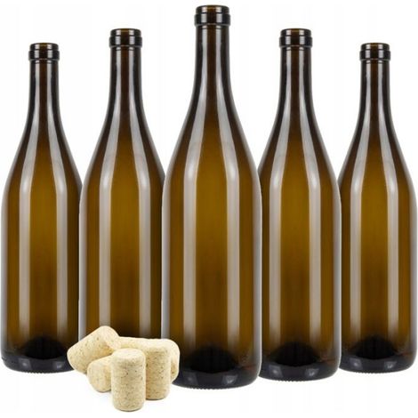 Bouteille De Vin Bourgogne - 0 75 L - Verre Brun - Bouchon Liège - 35 Pièces