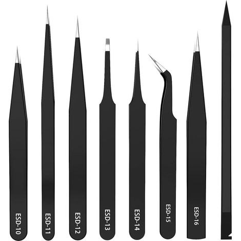 7Stk ESD Pinzetten Set Edelstahl Antistatisch Reparatur Werkzeug (1/5)