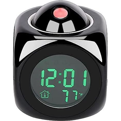 Projektionsuhr, Deckenprojektionswecker, Digitaluhr mit Innentemperatur-Zeitanzeige, funktionaler, fauler Wecker für kreatives Schlafzimmer