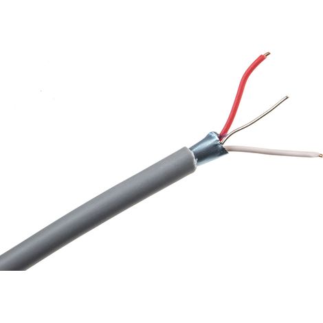 Câble téléphonique CAE Groupe 2 conducteurs, 24 AWG, 1 Paire, L 100m, Blindé Ruban aluminium Gris, Gaine PVC ( Prix pour Bobine de 100 Mètres )