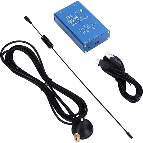 Récepteur Sintoniseur USB RTL SDR XR-105 Large Bande 100KHz-1.7GHz UV Composant Électronique Aluminium Bleu (1/5)
