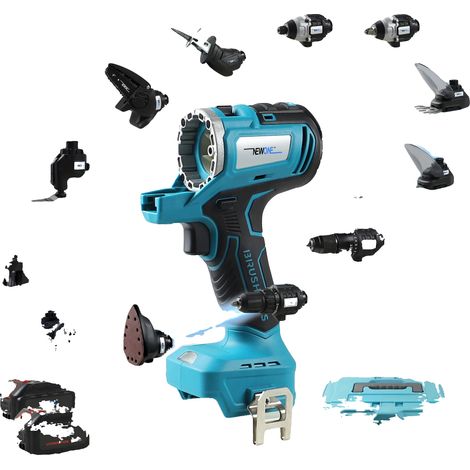 Kit d'outils multifonction, 12 accessoires, design sans fil, Bleu (1/2)