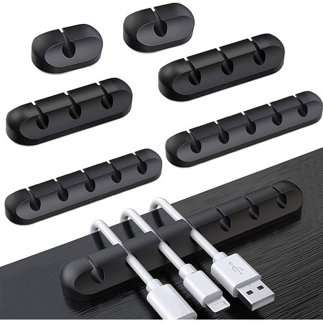 4-teiliges Set selbstklebender Kabelclips für Stromkabel, USB-Ladekabel, Ladegeräte, Audiokabel, Kabelmanagement-Organizer für den Schreibtisch (schwarz)