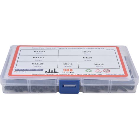 300 Vis Auto-Taraudeuses à Tête Fraisée en Acier Carbone - Kit M3 M3.5 M4 M5 pour Fixations Solides (1/5)