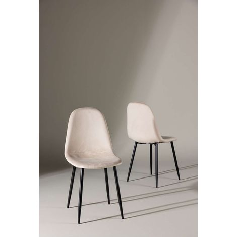 Polar Chaise de salle à manger en velours, Beige. (1/4)