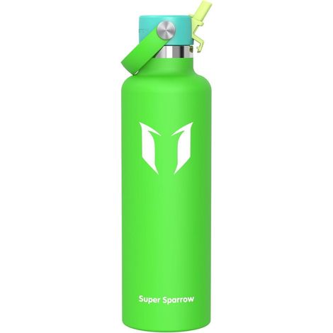 Trinkflasche Edelstahl 350ml 500ml 1L Strohhalm 1000 ml C- Apfelgrün (1/5)