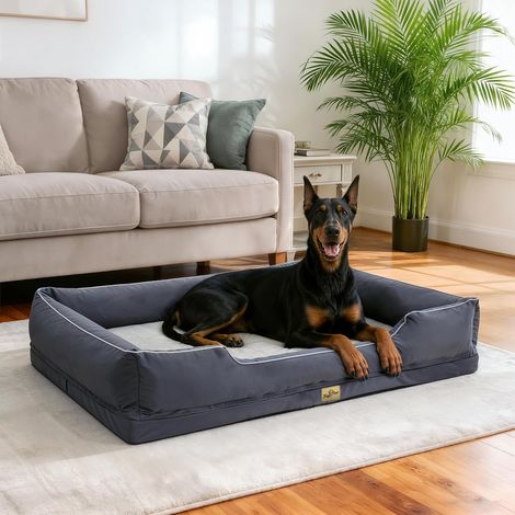 3XL Cuccia per Cane Taglia Grande Letto per Cani Ortopedico Sfoderabile, Grigio 127x94x24 cm
