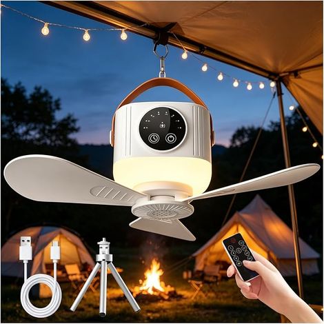 Outdoor Ceiling Fan, Ceiling Light Fan with Outdoor Lighting, with Remote Control, USB Charging and Timer, for Indoors, Outdoors, Terraces and Arbors (1/5)