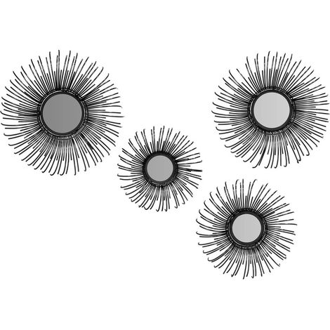 Set di 4 Specchi da Parete Duke Design a Raggiera Nero (1/4)