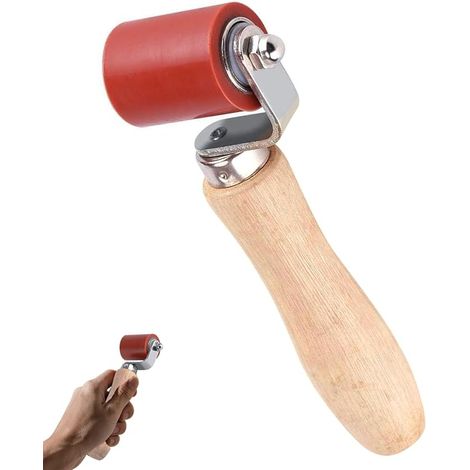 Rouleau de Pression à Main en Silicone 40mm, Outil de Soudage Résistant pour Papier Peint, Rouleau de Couture Toiture Haute Température, Outils Pressage Soudure pour Bâches PVC TPO EPDM Chant (Rouge) (1/5)