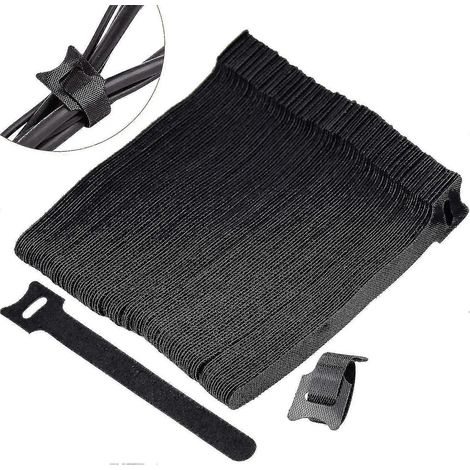 Lot de 100 attaches et colliers de serrage réutilisables pour câbles, organisateur de rangement pour câbles