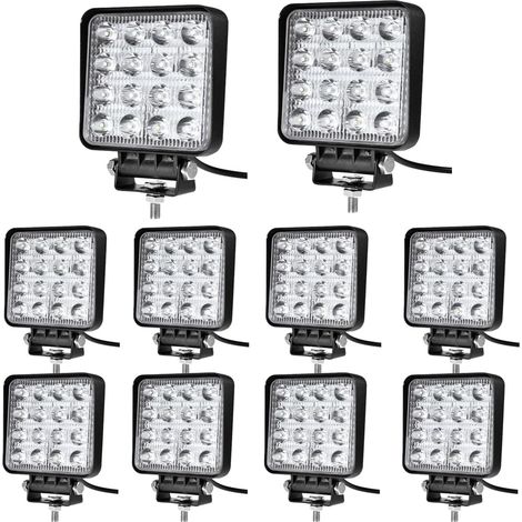 Rampe de Phare de Travail LED 10x48w 12v 24v, 28mm d'épaisseur Carré Projecteurs Lumière Feux Antibrouillard LED 6000k pour Offroad Voiture camions SUV ATV 4x4 Tracteur Bateau (1/5)